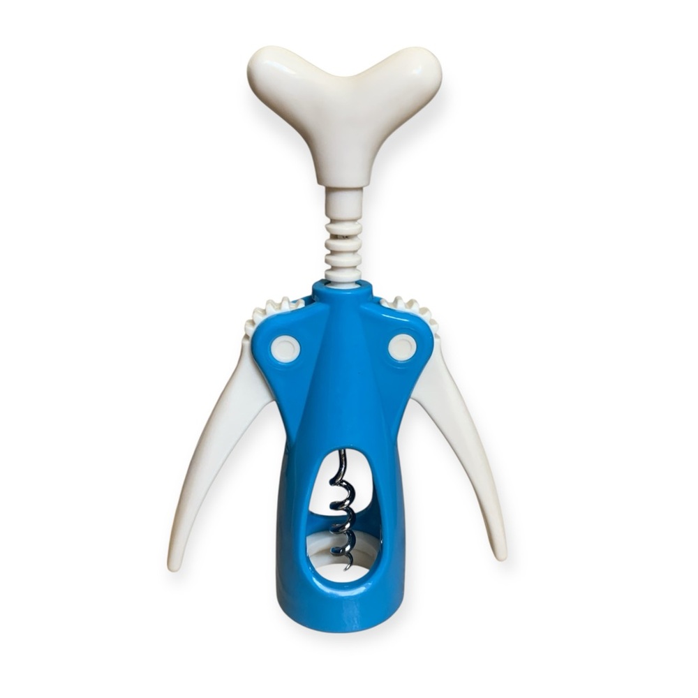 Blue and White Wine Cork Opener